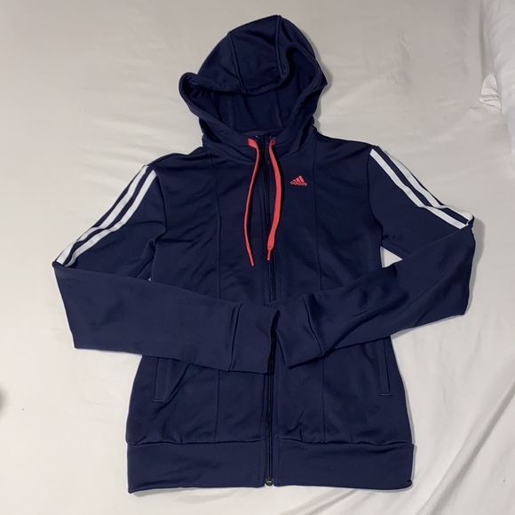 Navy / Pink Detail Adidas Zip Hoodie and Joggers Set - Picture 2 of 7